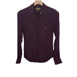 TRUE RELIGION Georgia Western Shirt Snap Front Top Burgundy